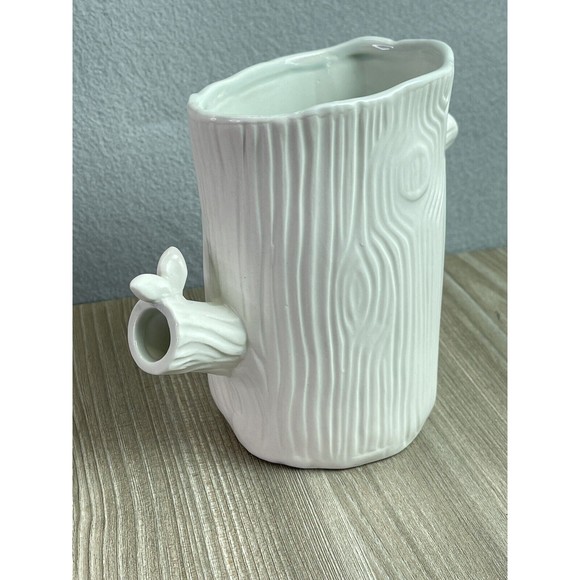 Vintage Sherry Olsen Vase Anthropologie Woodland Bark Tree Stump Butterfly 6” - Picture 2 of 11